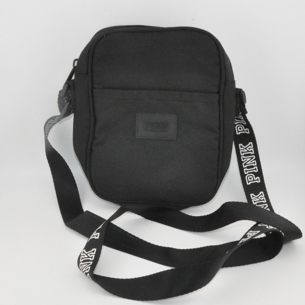 PINK Victoria's Secret Crossbody Bag Small‎ Black Excellent Logo Strap Sporty